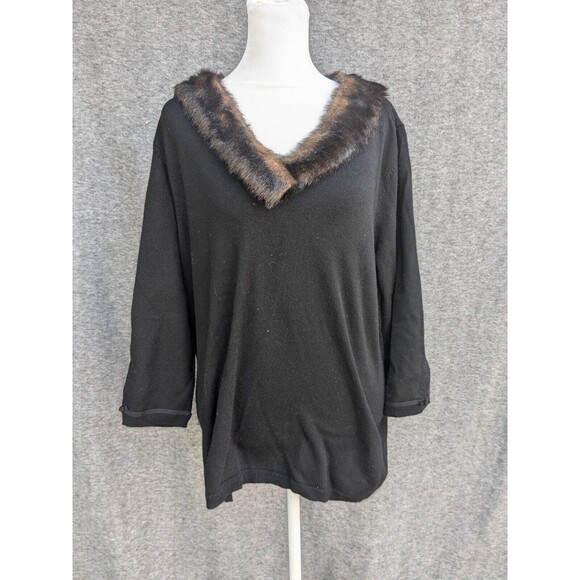 Lane Bryant Angora Wool Sweater With Fur Trim Women 14/16 - Picture 1 of 10